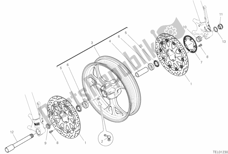 Alle onderdelen voor de Voorwiel van de Ducati Hypermotard 950 SP USA 2019